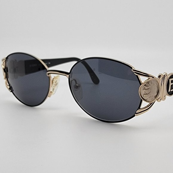 Fendi FS 140 Black Gold Frame Grey Lens Sunglasses w/ Case...
